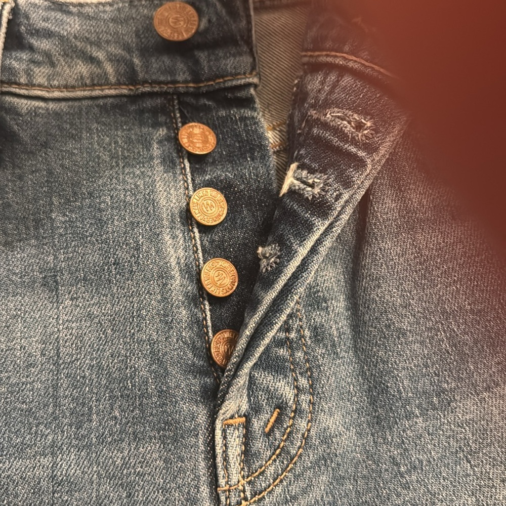 MOTHER Blue Straight Jeans the hiker hover penny for your thoughts - Picture 3 of 5